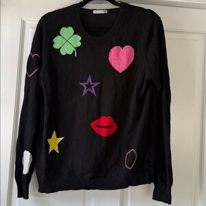 95% Cotton / 5% Cashmere Sweater with hearts, Stars, Shamrock- M